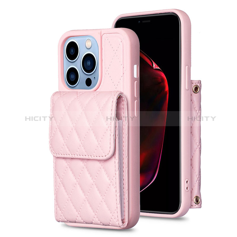 Silikon Hülle Handyhülle Gummi Schutzhülle Flexible Leder Tasche BF4 für Apple iPhone 13 Pro Rosegold