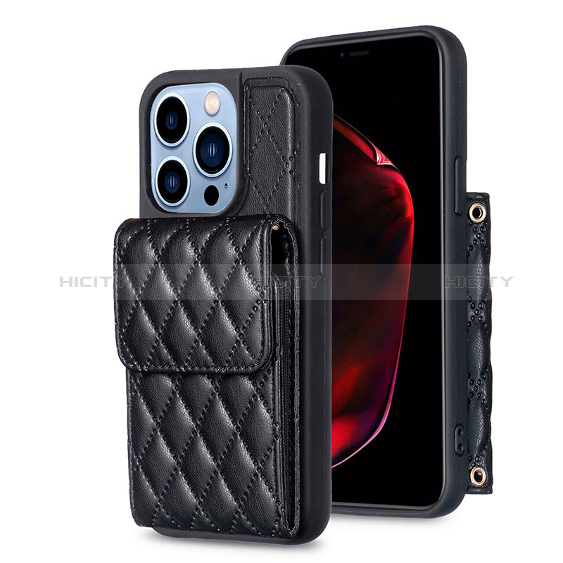 Silikon Hülle Handyhülle Gummi Schutzhülle Flexible Leder Tasche BF4 für Apple iPhone 13 Pro Schwarz