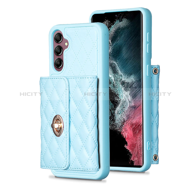 Silikon Hülle Handyhülle Gummi Schutzhülle Flexible Leder Tasche BF4 für Samsung Galaxy A14 4G Hellblau Plus