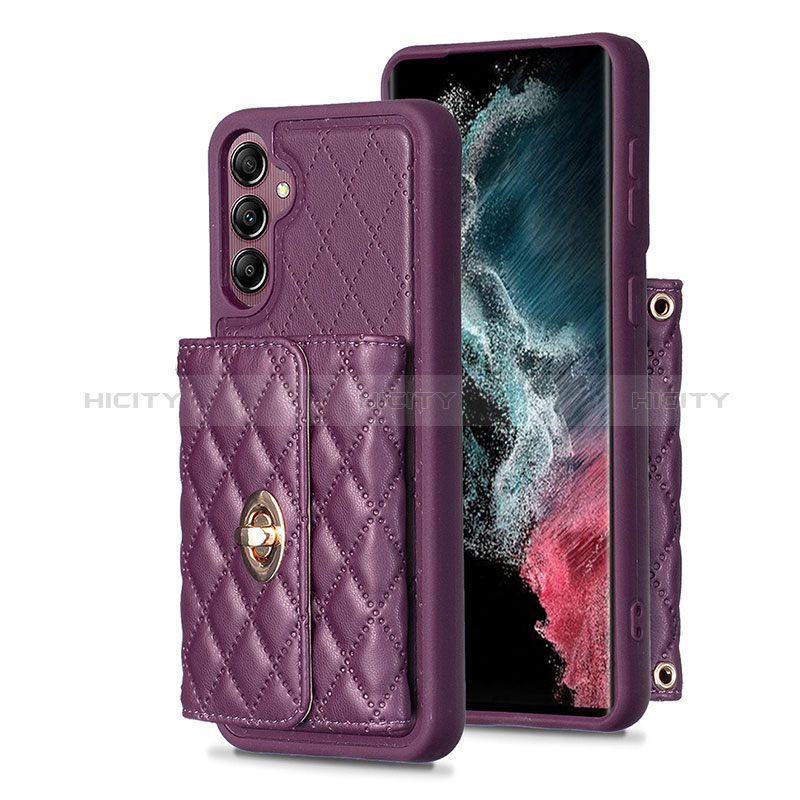 Silikon Hülle Handyhülle Gummi Schutzhülle Flexible Leder Tasche BF4 für Samsung Galaxy A14 4G Violett