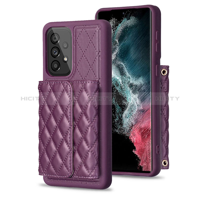 Silikon Hülle Handyhülle Gummi Schutzhülle Flexible Leder Tasche BF4 für Samsung Galaxy A53 5G Violett