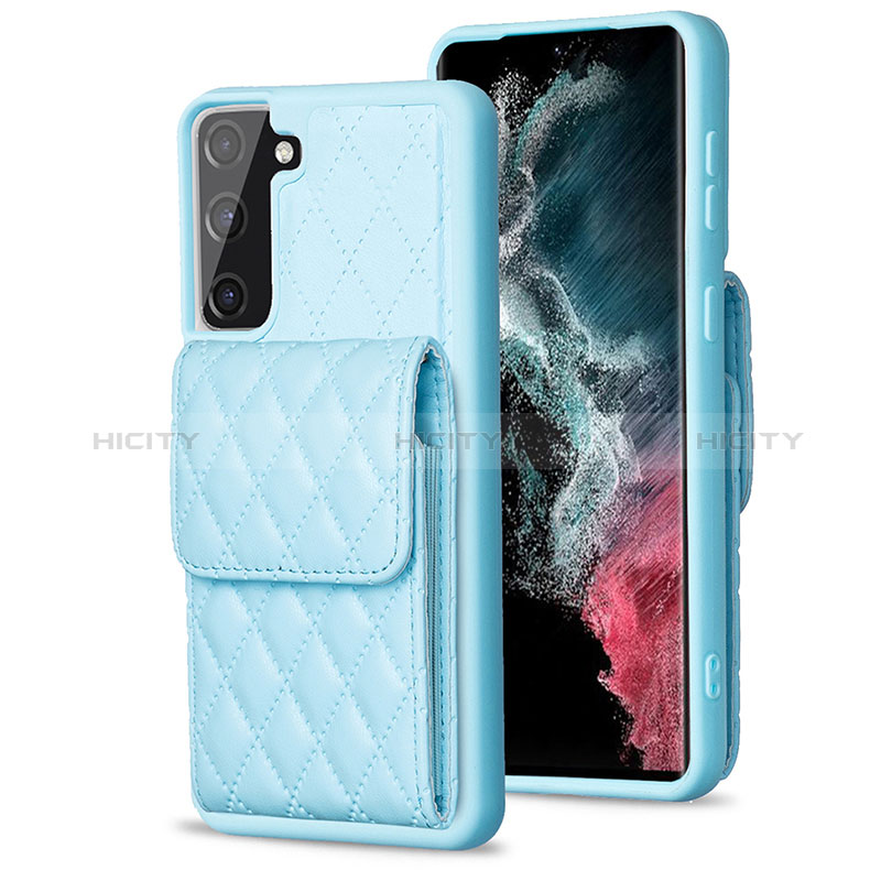 Silikon Hülle Handyhülle Gummi Schutzhülle Flexible Leder Tasche BF4 für Samsung Galaxy S21 FE 5G Hellblau