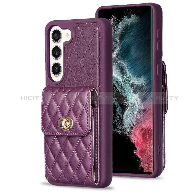 Silikon Hülle Handyhülle Gummi Schutzhülle Flexible Leder Tasche BF4 für Samsung Galaxy S22 5G Violett Plus