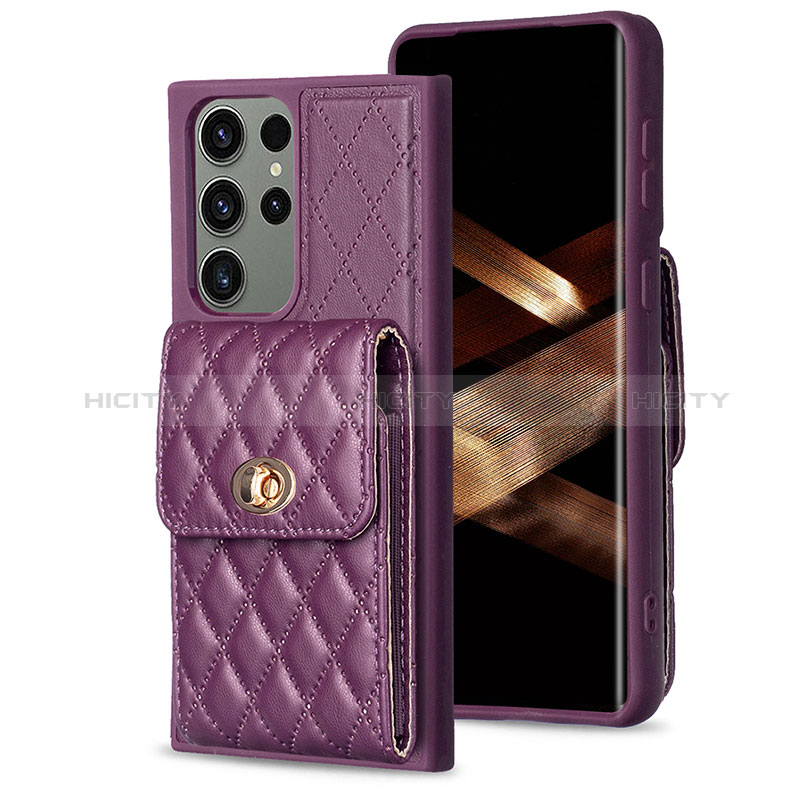 Silikon Hülle Handyhülle Gummi Schutzhülle Flexible Leder Tasche BF4 für Samsung Galaxy S24 Ultra 5G Violett Plus