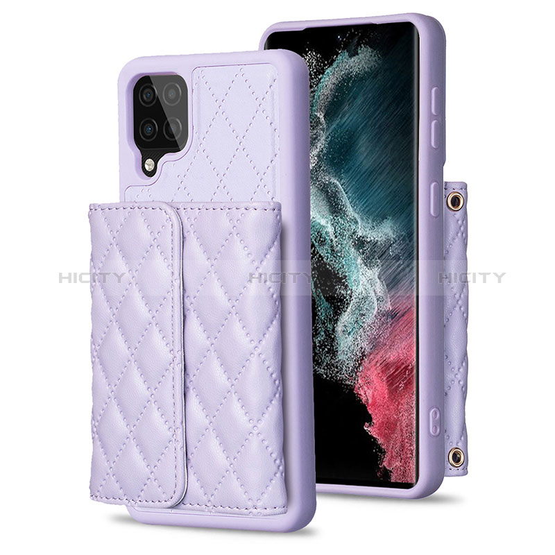 Silikon Hülle Handyhülle Gummi Schutzhülle Flexible Leder Tasche BF5 für Samsung Galaxy A12 Helles Lila Plus