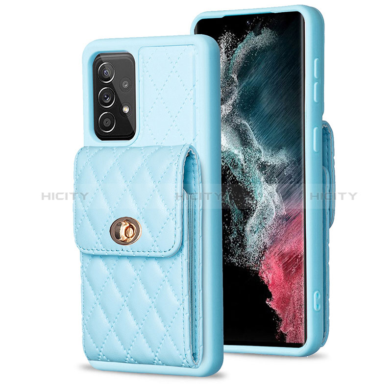 Silikon Hülle Handyhülle Gummi Schutzhülle Flexible Leder Tasche BF5 für Samsung Galaxy A52 4G Hellblau