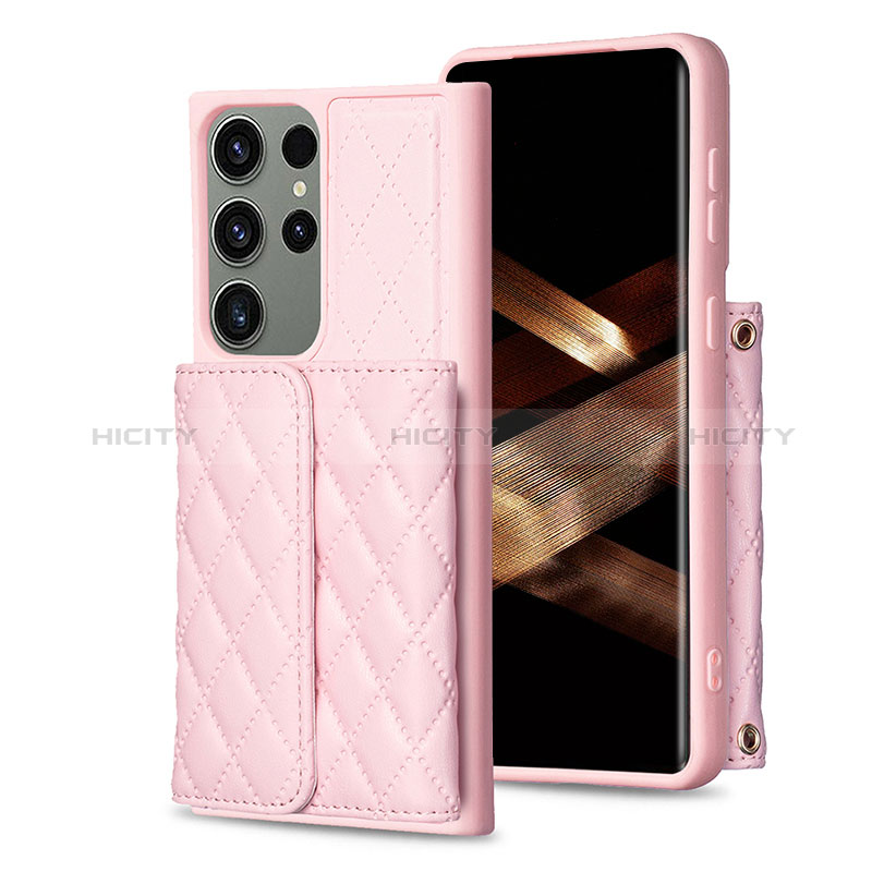 Silikon Hülle Handyhülle Gummi Schutzhülle Flexible Leder Tasche BF5 für Samsung Galaxy S24 Ultra 5G Rosegold