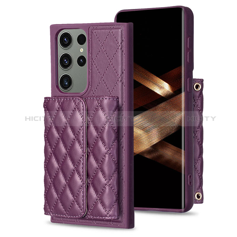 Silikon Hülle Handyhülle Gummi Schutzhülle Flexible Leder Tasche BF5 für Samsung Galaxy S24 Ultra 5G Violett Plus