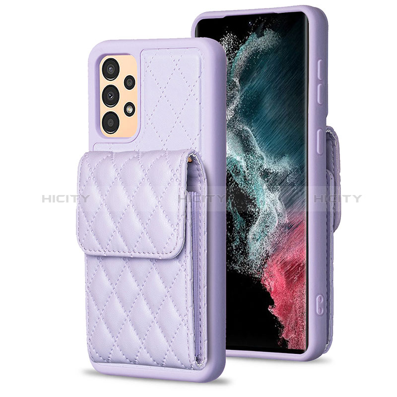 Silikon Hülle Handyhülle Gummi Schutzhülle Flexible Leder Tasche BF6 für Samsung Galaxy A13 4G Helles Lila Plus