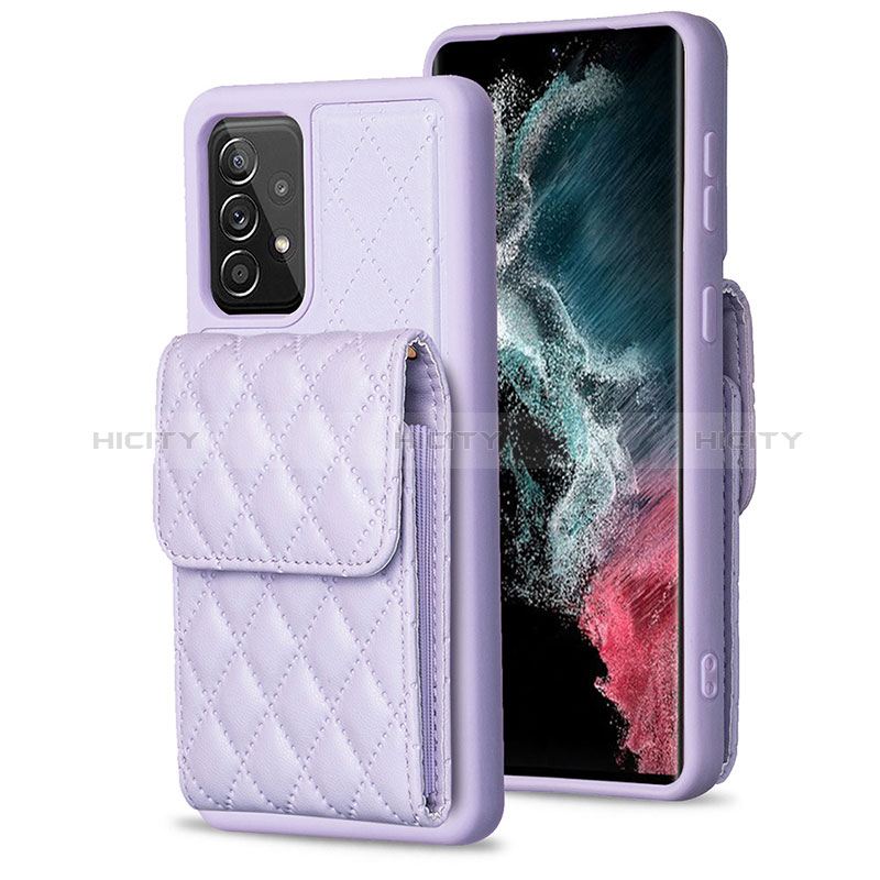 Silikon Hülle Handyhülle Gummi Schutzhülle Flexible Leder Tasche BF6 für Samsung Galaxy A52 4G Helles Lila Plus