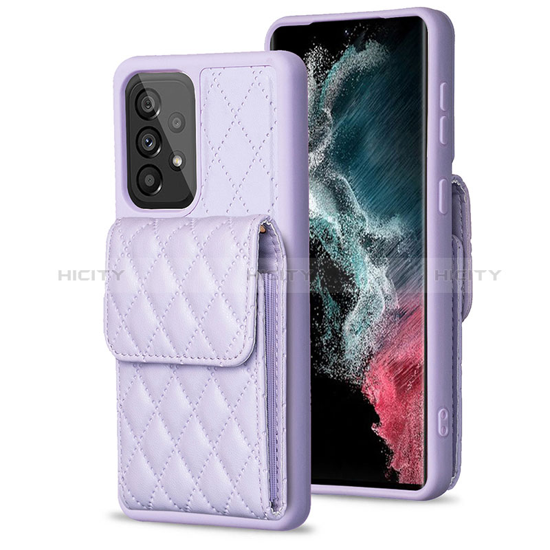 Silikon Hülle Handyhülle Gummi Schutzhülle Flexible Leder Tasche BF6 für Samsung Galaxy A53 5G Helles Lila Plus