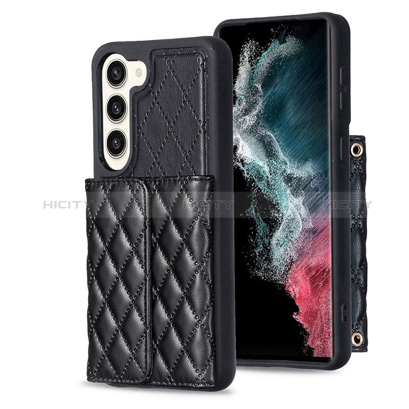 Silikon Hülle Handyhülle Gummi Schutzhülle Flexible Leder Tasche BF6 für Samsung Galaxy S22 Plus 5G Schwarz