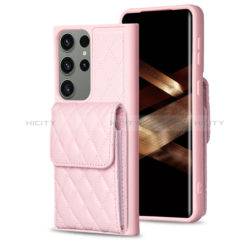 Silikon Hülle Handyhülle Gummi Schutzhülle Flexible Leder Tasche BF6 für Samsung Galaxy S24 Ultra 5G Rosegold