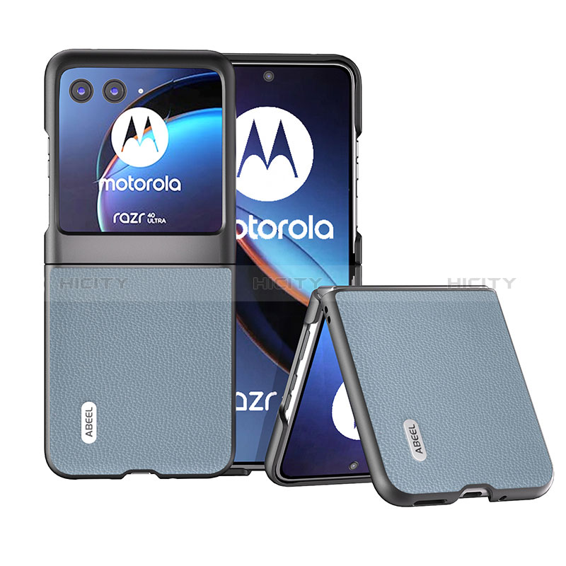 Silikon Hülle Handyhülle Gummi Schutzhülle Flexible Leder Tasche BH3 für Motorola Moto Razr 40 Ultra 5G Hellblau Plus