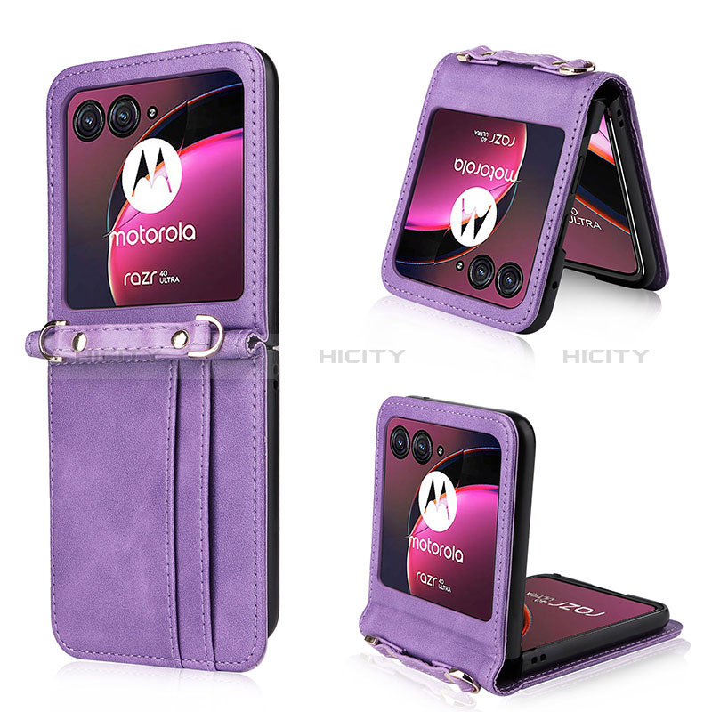 Silikon Hülle Handyhülle Gummi Schutzhülle Flexible Leder Tasche BY5 für Motorola Moto Razr 40 Ultra 5G Violett Plus