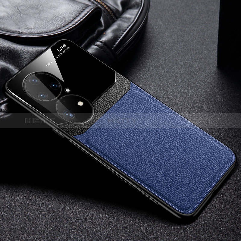 Silikon Hülle Handyhülle Gummi Schutzhülle Flexible Leder Tasche FL1 für Huawei P50 Blau