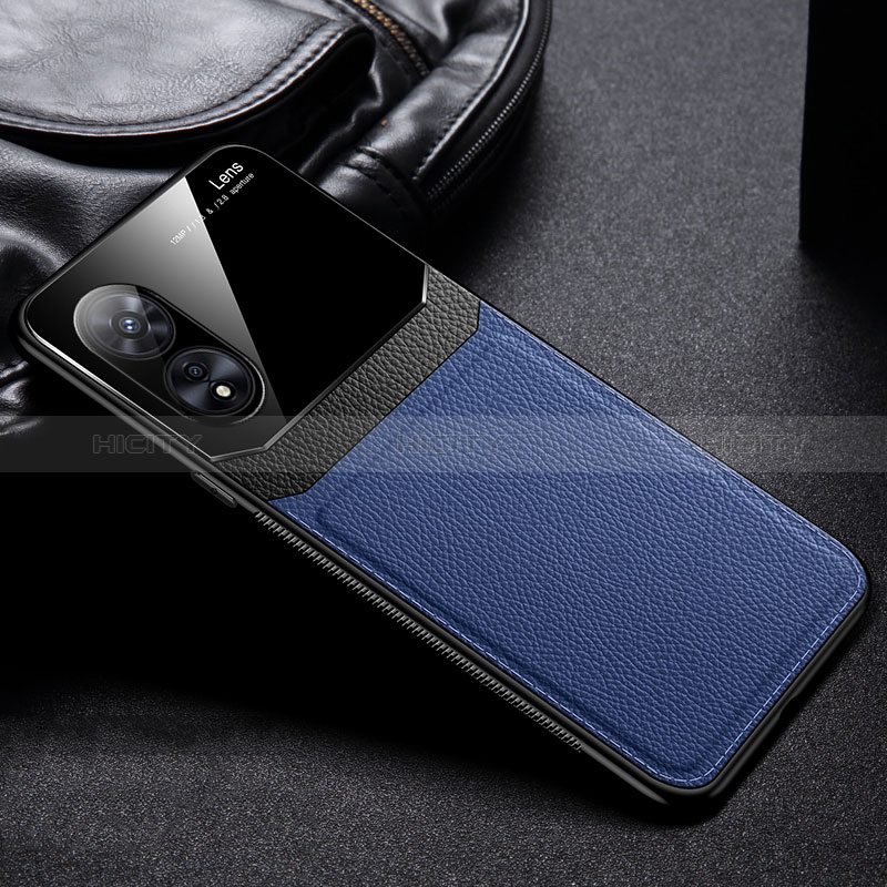 Silikon Hülle Handyhülle Gummi Schutzhülle Flexible Leder Tasche FL1 für Oppo A78 5G Blau