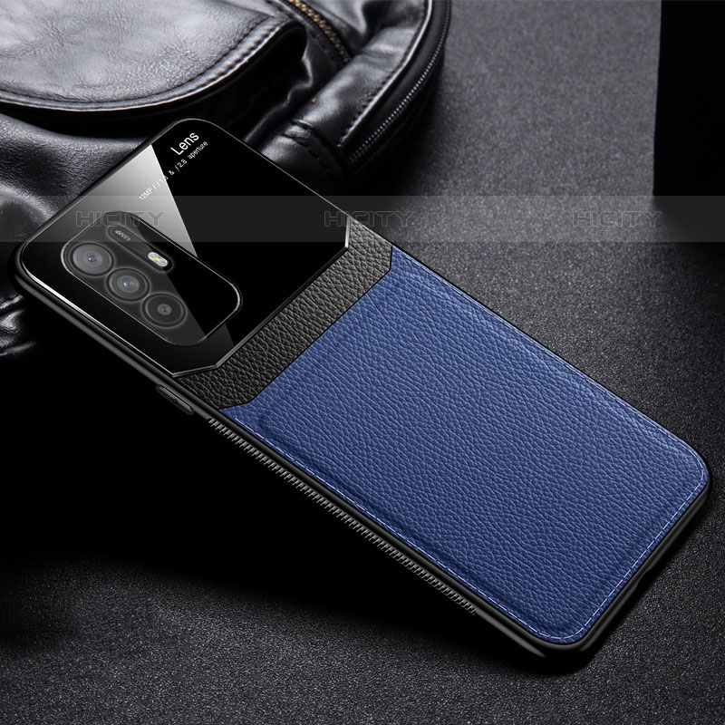 Silikon Hülle Handyhülle Gummi Schutzhülle Flexible Leder Tasche FL1 für Oppo A95 5G Blau Plus