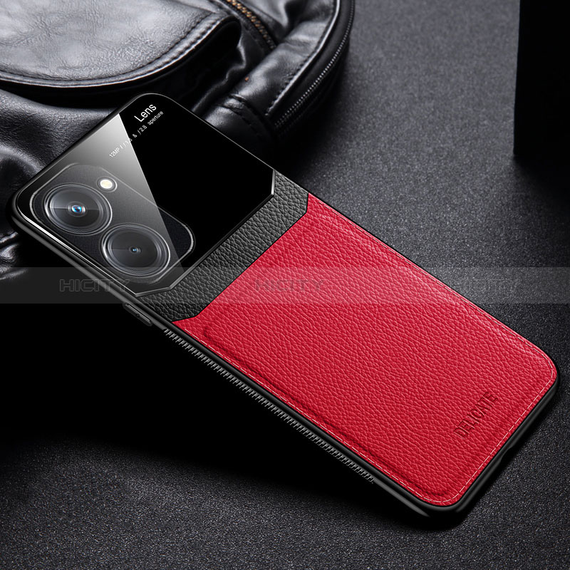 Silikon Hülle Handyhülle Gummi Schutzhülle Flexible Leder Tasche FL1 für Realme 10 Pro 5G Rot Plus