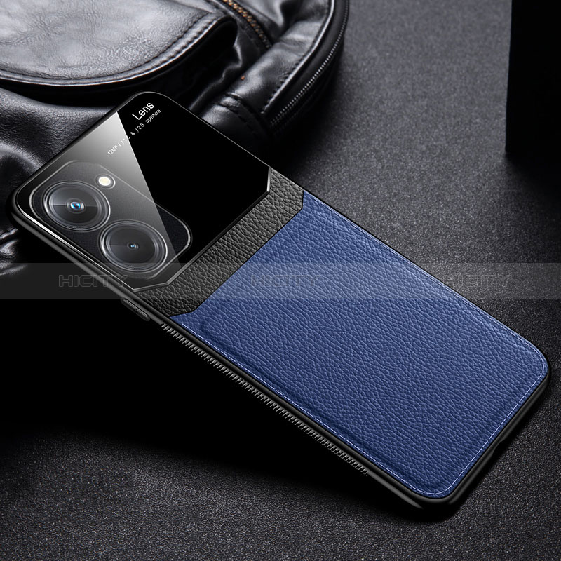 Silikon Hülle Handyhülle Gummi Schutzhülle Flexible Leder Tasche FL1 für Realme Q5x 5G Blau