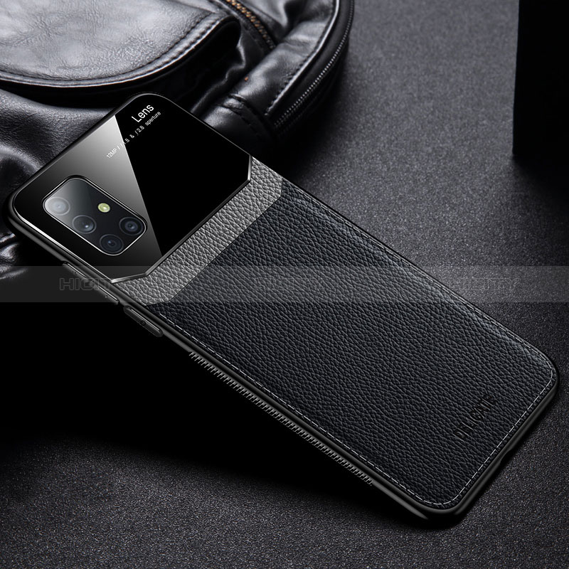 Silikon Hülle Handyhülle Gummi Schutzhülle Flexible Leder Tasche FL1 für Samsung Galaxy A51 4G Schwarz