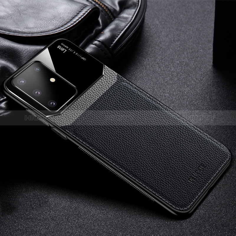 Silikon Hülle Handyhülle Gummi Schutzhülle Flexible Leder Tasche FL1 für Samsung Galaxy A91 Schwarz