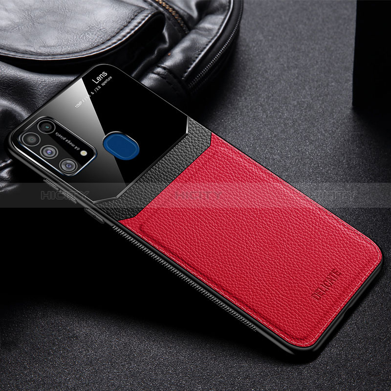 Silikon Hülle Handyhülle Gummi Schutzhülle Flexible Leder Tasche FL1 für Samsung Galaxy M31 Rot