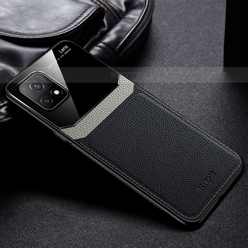 Silikon Hülle Handyhülle Gummi Schutzhülle Flexible Leder Tasche FL1 für Vivo iQOO U3 5G Schwarz