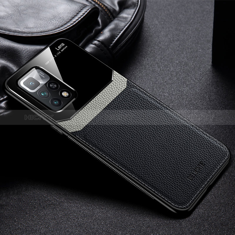 Silikon Hülle Handyhülle Gummi Schutzhülle Flexible Leder Tasche FL1 für Xiaomi Redmi 10 (2022) Schwarz