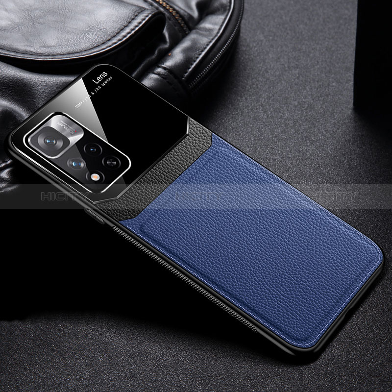 Silikon Hülle Handyhülle Gummi Schutzhülle Flexible Leder Tasche FL1 für Xiaomi Redmi Note 11T 5G Blau