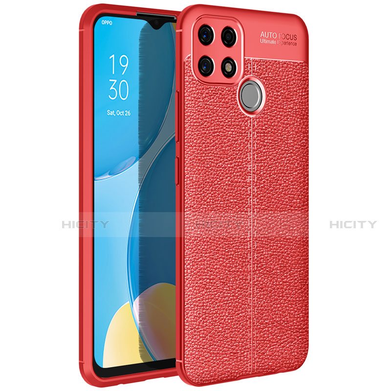 Silikon Hülle Handyhülle Gummi Schutzhülle Flexible Leder Tasche für Oppo A15 Rot