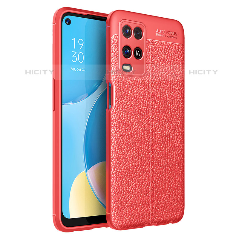 Silikon Hülle Handyhülle Gummi Schutzhülle Flexible Leder Tasche für Oppo A54 4G Rot Plus