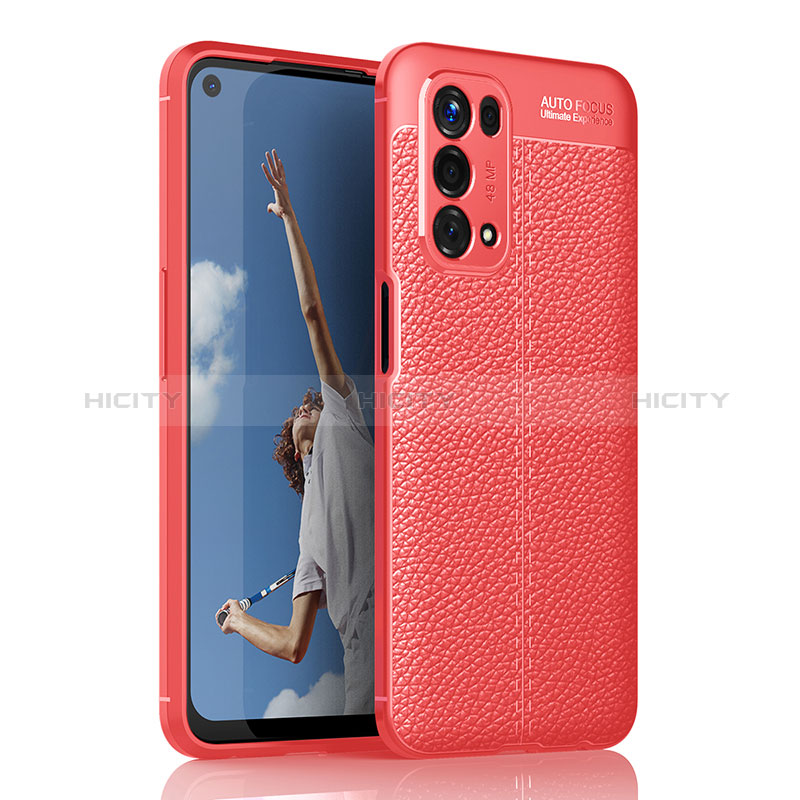 Silikon Hülle Handyhülle Gummi Schutzhülle Flexible Leder Tasche für Oppo A54 5G Rot Plus