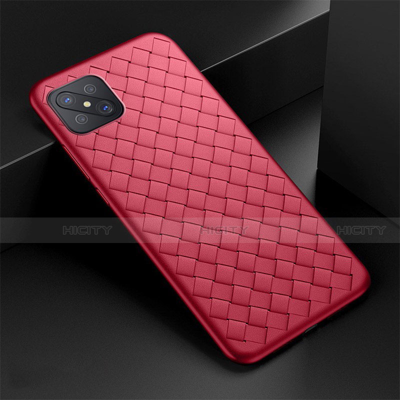 Silikon Hülle Handyhülle Gummi Schutzhülle Flexible Leder Tasche für Oppo A92s 5G Rot