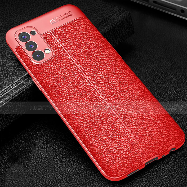 Silikon Hülle Handyhülle Gummi Schutzhülle Flexible Leder Tasche für Oppo Reno4 4G Rot