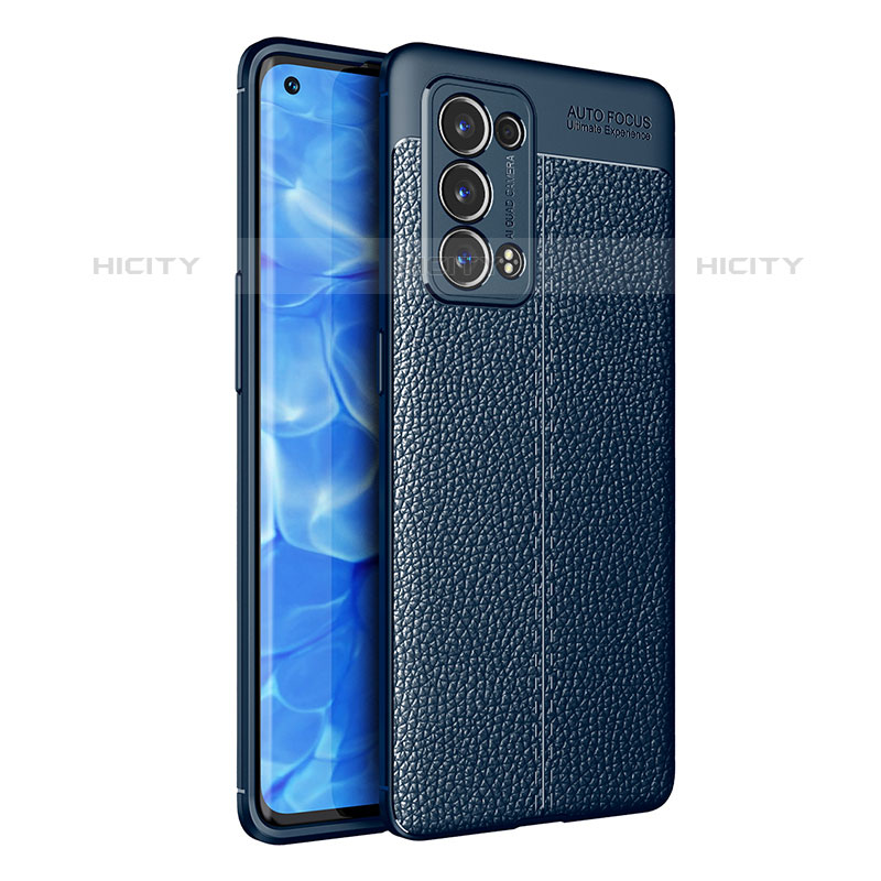 Silikon Hülle Handyhülle Gummi Schutzhülle Flexible Leder Tasche für Oppo Reno6 Pro 5G Blau