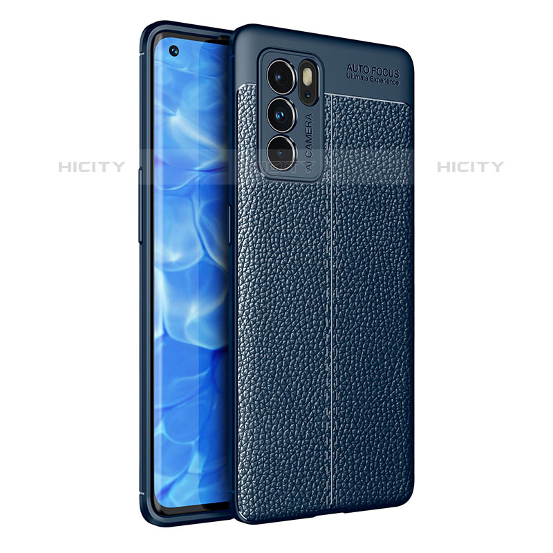 Silikon Hülle Handyhülle Gummi Schutzhülle Flexible Leder Tasche für Oppo Reno6 Pro 5G India Blau