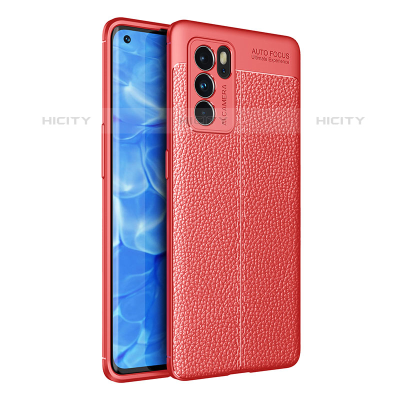 Silikon Hülle Handyhülle Gummi Schutzhülle Flexible Leder Tasche für Oppo Reno6 Pro 5G India Rot