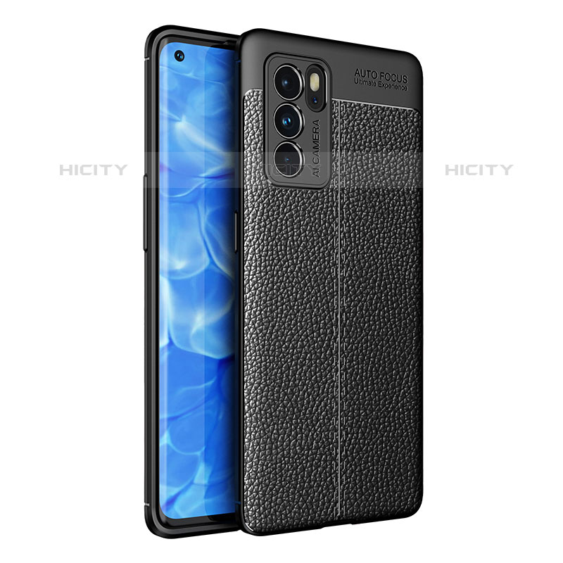 Silikon Hülle Handyhülle Gummi Schutzhülle Flexible Leder Tasche für Oppo Reno6 Pro 5G India Schwarz