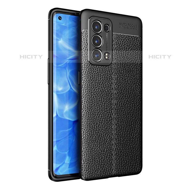 Silikon Hülle Handyhülle Gummi Schutzhülle Flexible Leder Tasche für Oppo Reno6 Pro 5G Schwarz