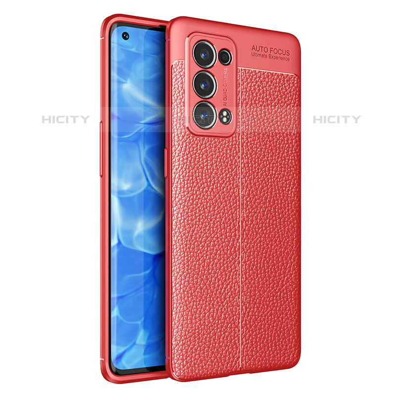 Silikon Hülle Handyhülle Gummi Schutzhülle Flexible Leder Tasche für Oppo Reno6 Pro+ Plus 5G Rot Plus