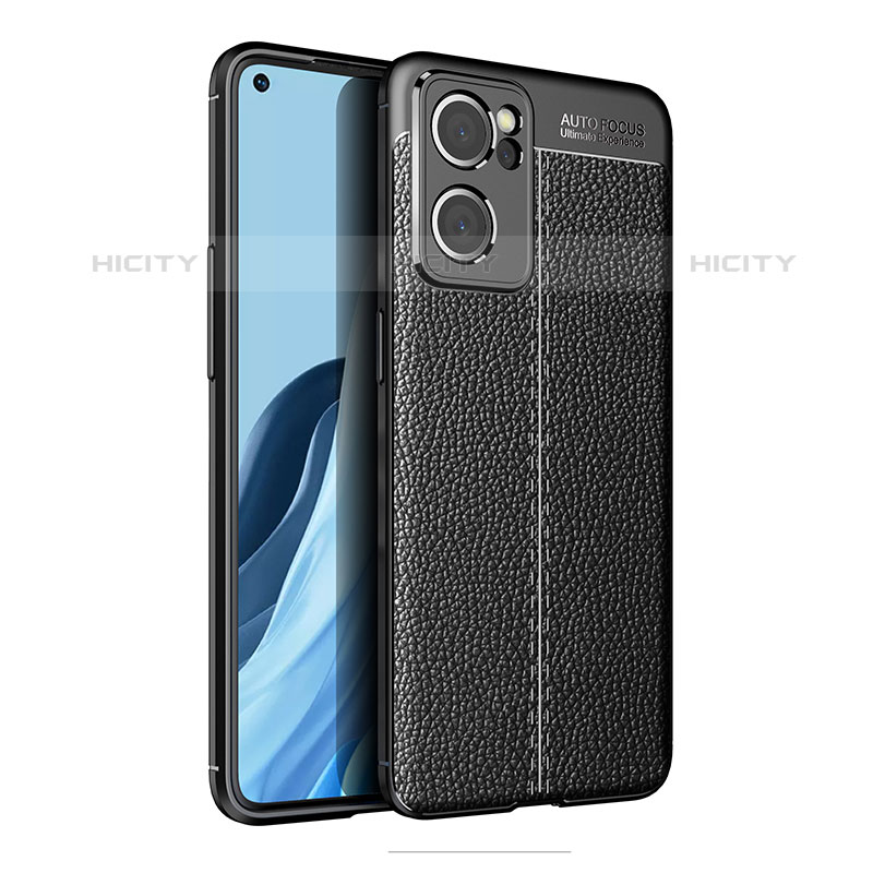 Silikon Hülle Handyhülle Gummi Schutzhülle Flexible Leder Tasche für Oppo Reno7 SE 5G Schwarz