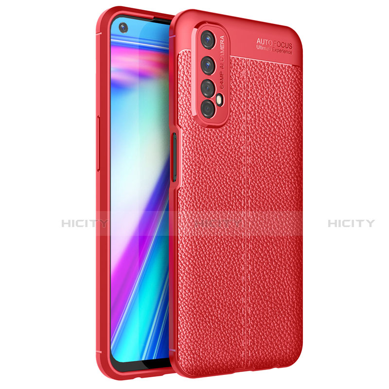 Silikon Hülle Handyhülle Gummi Schutzhülle Flexible Leder Tasche für Realme 7 Rot Plus