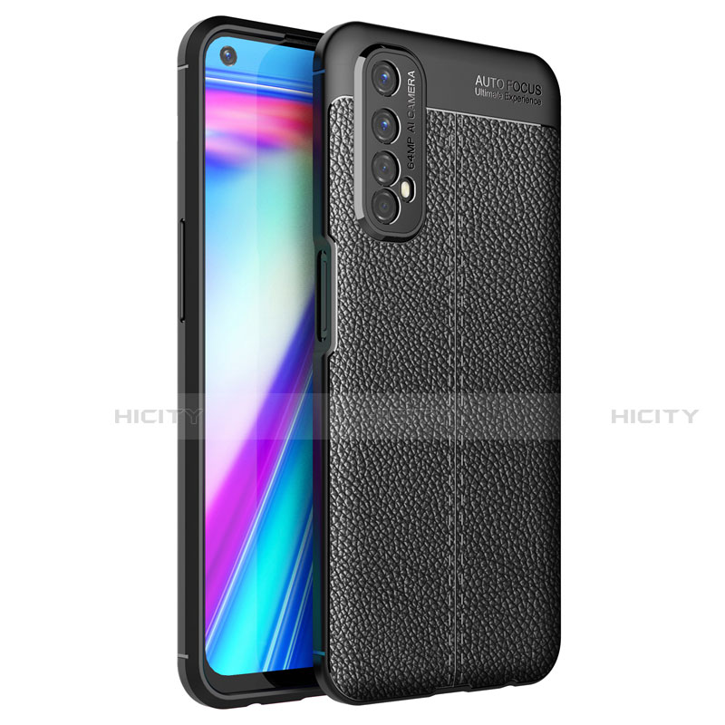 Silikon Hülle Handyhülle Gummi Schutzhülle Flexible Leder Tasche für Realme 7 Schwarz