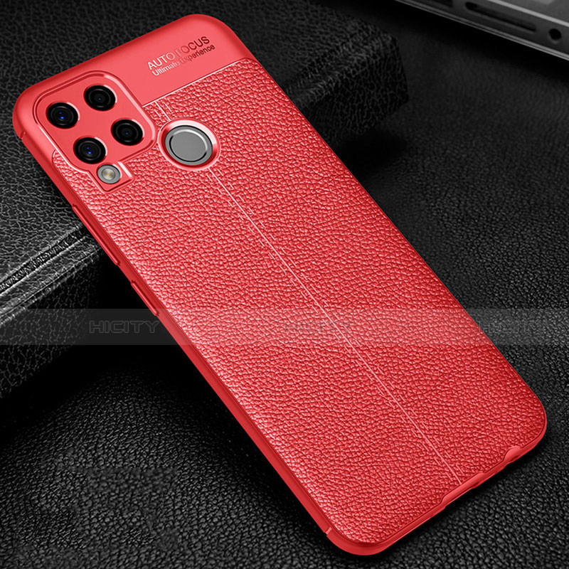 Silikon Hülle Handyhülle Gummi Schutzhülle Flexible Leder Tasche für Realme C15 Rot