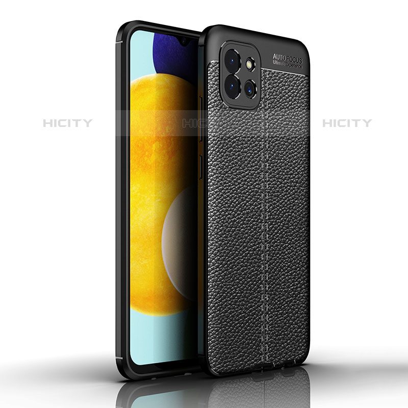 Silikon Hülle Handyhülle Gummi Schutzhülle Flexible Leder Tasche für Samsung Galaxy A03 Schwarz Plus