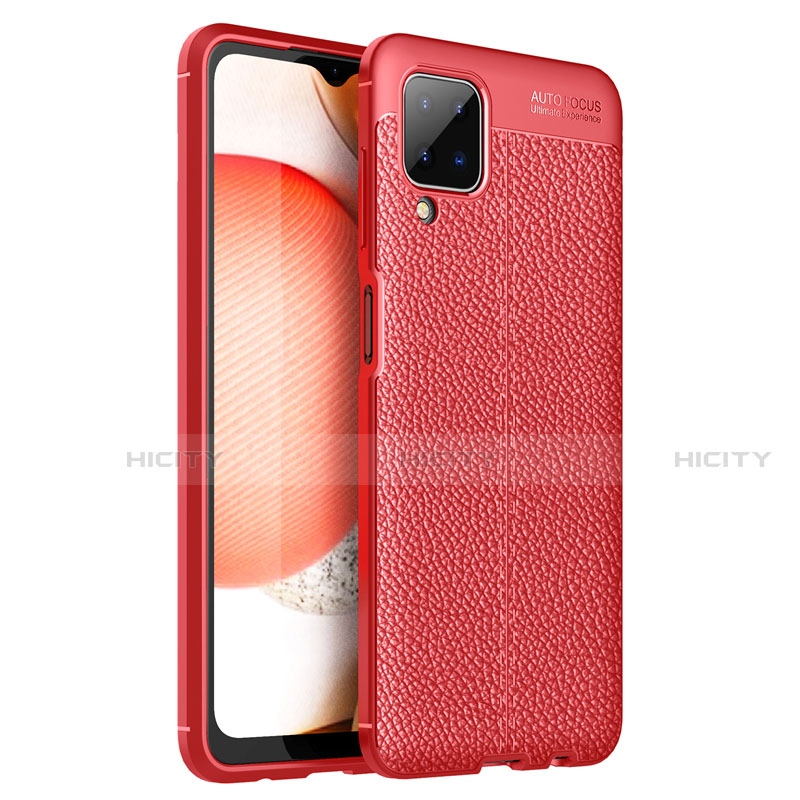 Silikon Hülle Handyhülle Gummi Schutzhülle Flexible Leder Tasche für Samsung Galaxy A12 Rot