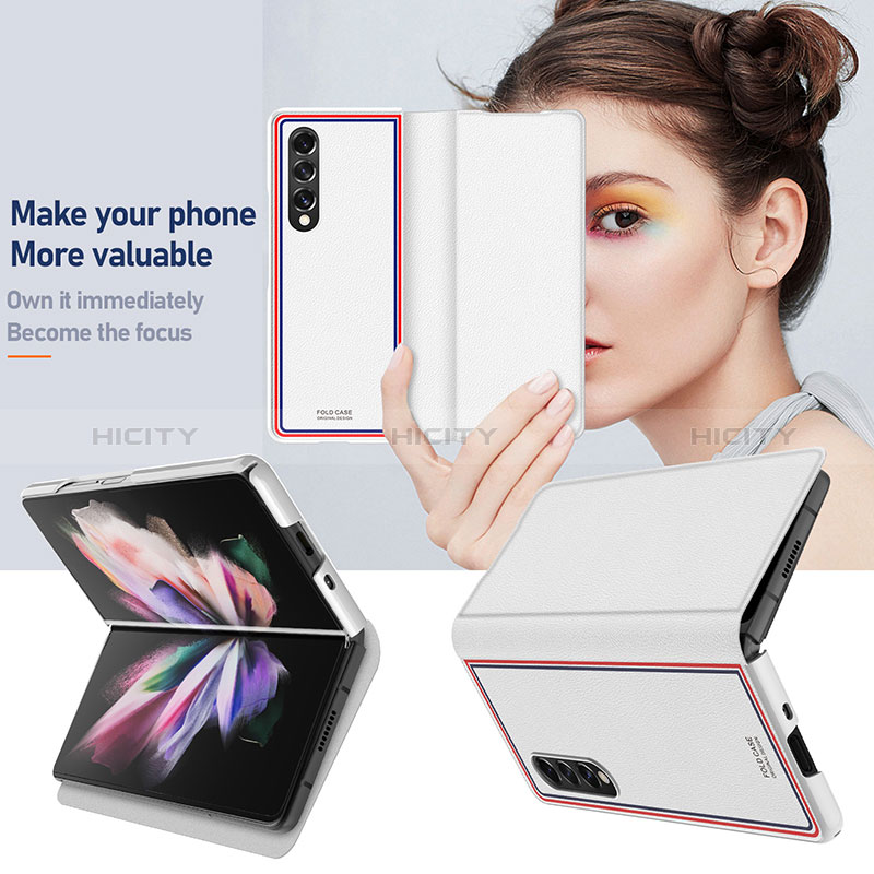 Silikon Hülle Handyhülle Gummi Schutzhülle Flexible Leder Tasche für Samsung Galaxy Z Fold3 5G Grau groß