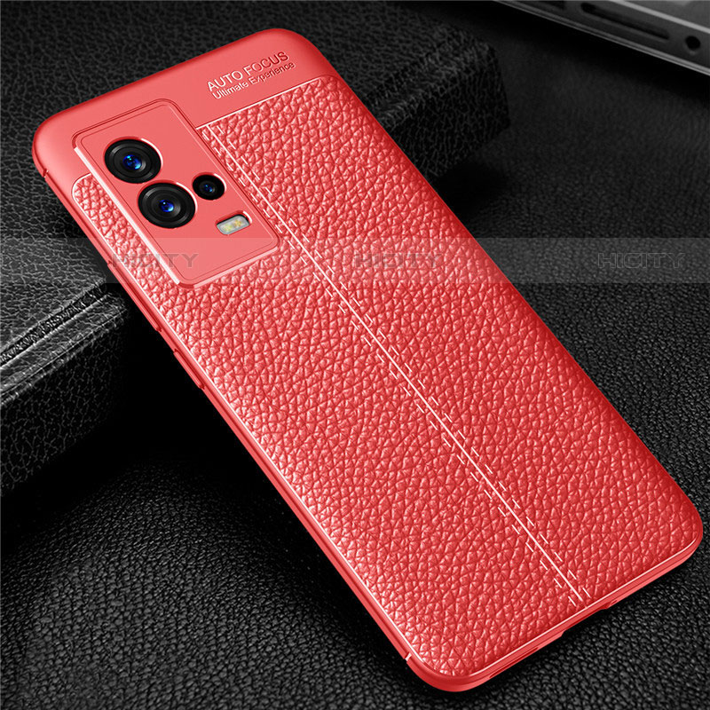 Silikon Hülle Handyhülle Gummi Schutzhülle Flexible Leder Tasche für Vivo iQOO 8 Pro 5G Rot