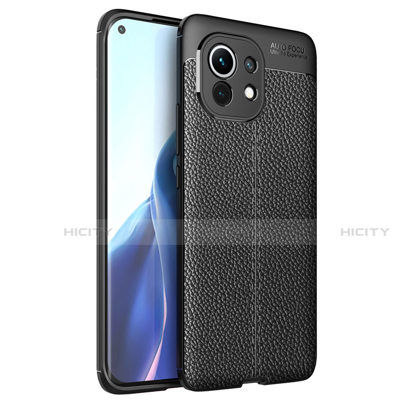 Silikon Hülle Handyhülle Gummi Schutzhülle Flexible Leder Tasche für Xiaomi Mi 11 Lite 5G NE Schwarz